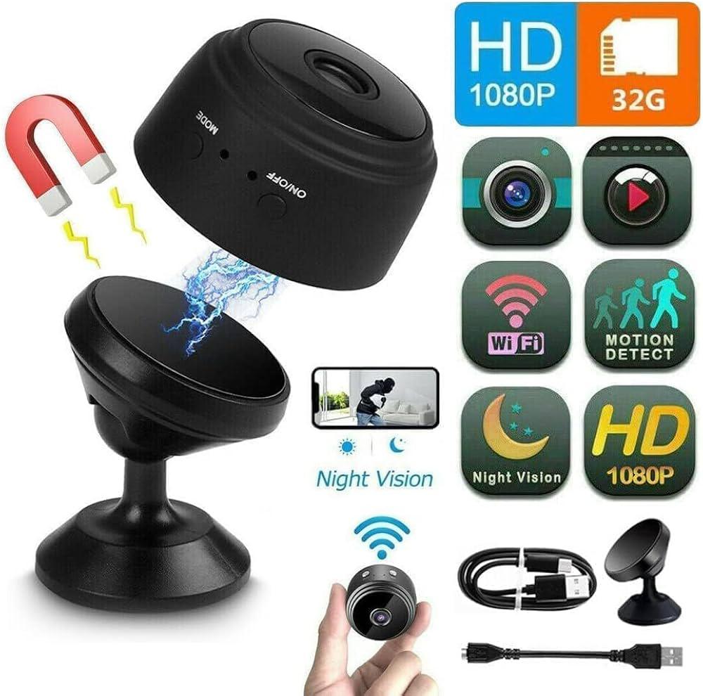 AB SmartEye Mini Wireless WiFi Security Camera | HD 1080p Indoor Video Recorder with Low Light Vision | Portable & Magnetic | Home, Office, and Baby Monitor